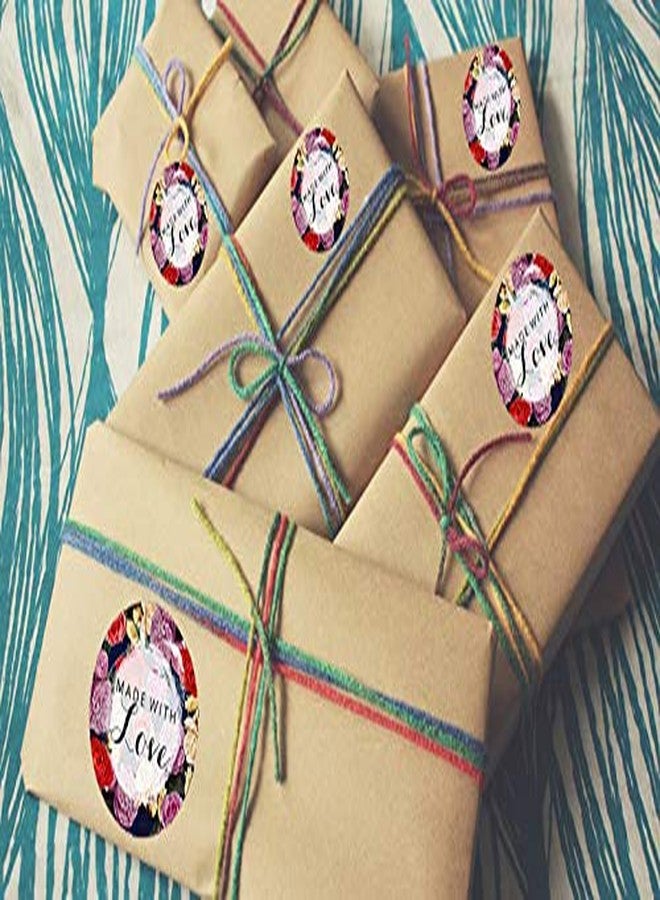 D2C Gift Wrap Round Floral Printed Made with Love Sticker For Gift Wrapping, hand made products, Small Business & corporate Gifts (30) - Image 4